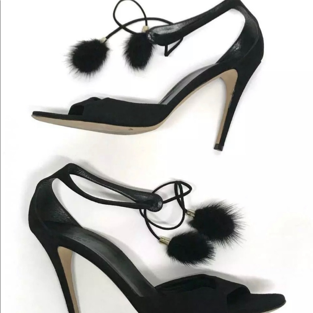 Gucci  black mink fur stilettos heels size 7